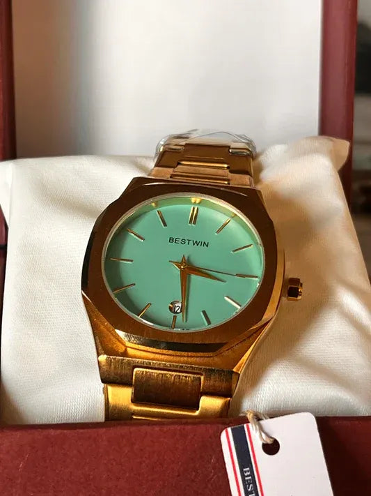 💎 BestWin Watch – Gold + Tiffany Dial | Waterproof | ZAS Watches