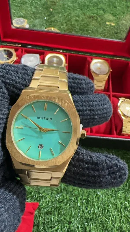 💎 BestWin Watch – Gold + Tiffany Dial | Waterproof | ZAS Watches