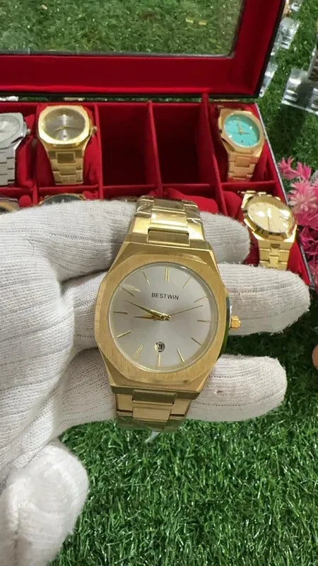 ✨ BestWin Watch – Gold + White | Waterproof | ZAS Watches