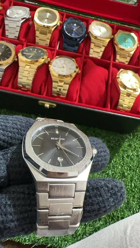 🖤 BestWin Watch – Silver + Black | Waterproof | ZAS Watches