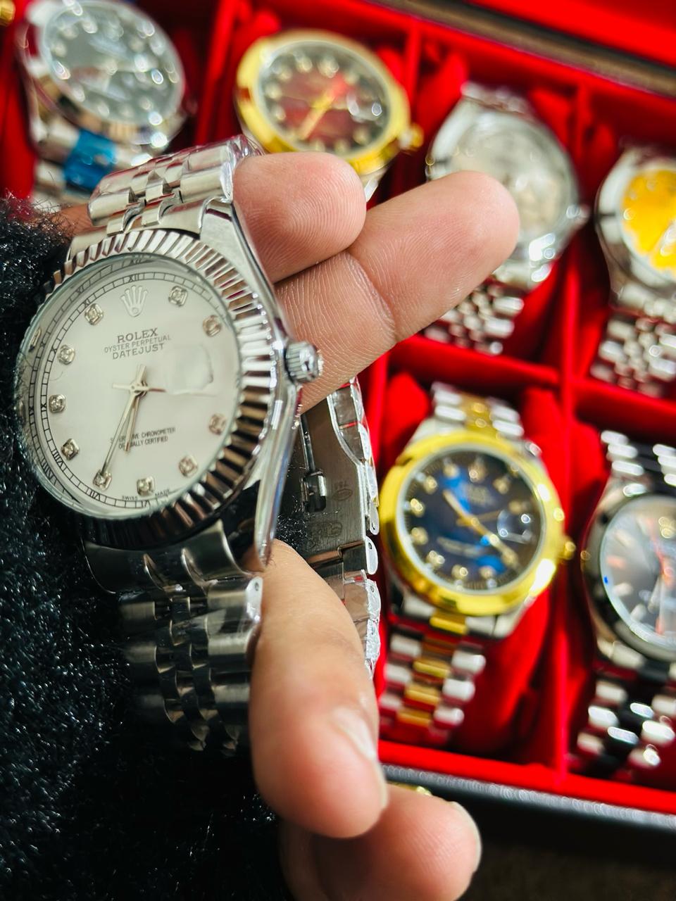 Silver Jubilee + White (Bezel Cut) Date Just | Stainless Steel