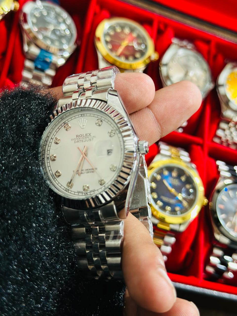 Silver Jubilee + White (Bezel Cut) Date Just | Stainless Steel