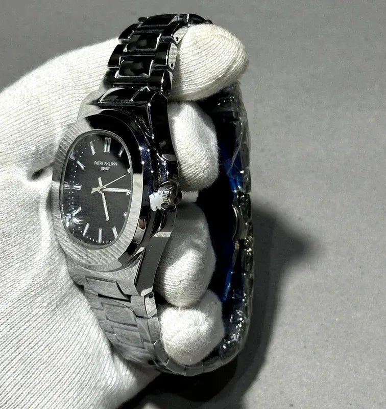 🖤 Patek Philippe Geneve – Black Dial & Stainless Steel| Waterproof | ZAS Watches