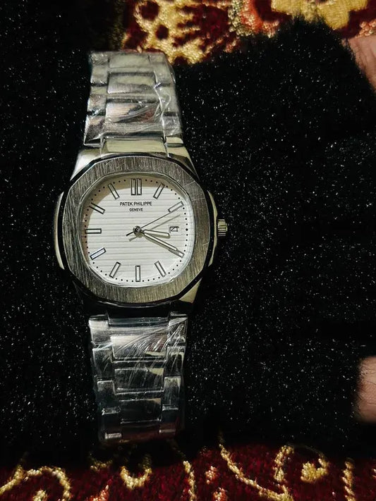 ποΈ Patek Philippe Geneve β White Dial & Stainless Steel | Waterproof | ZAS Watches
