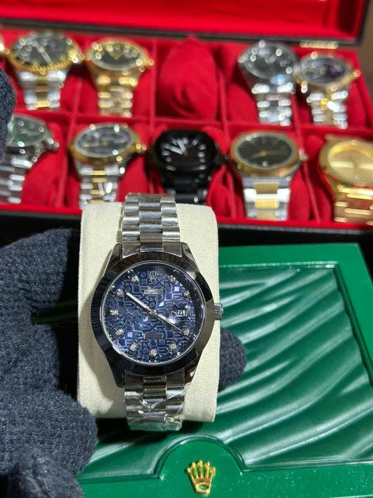 🔵 Silver + Blue | Stainless Steel | Waterproof | ZAS Watches