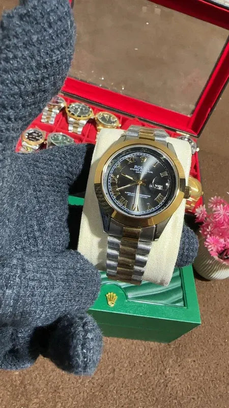 🖤 Two-Tone Black (Roman Dial) |Stainless Steel | Waterproof | ZAS Watches