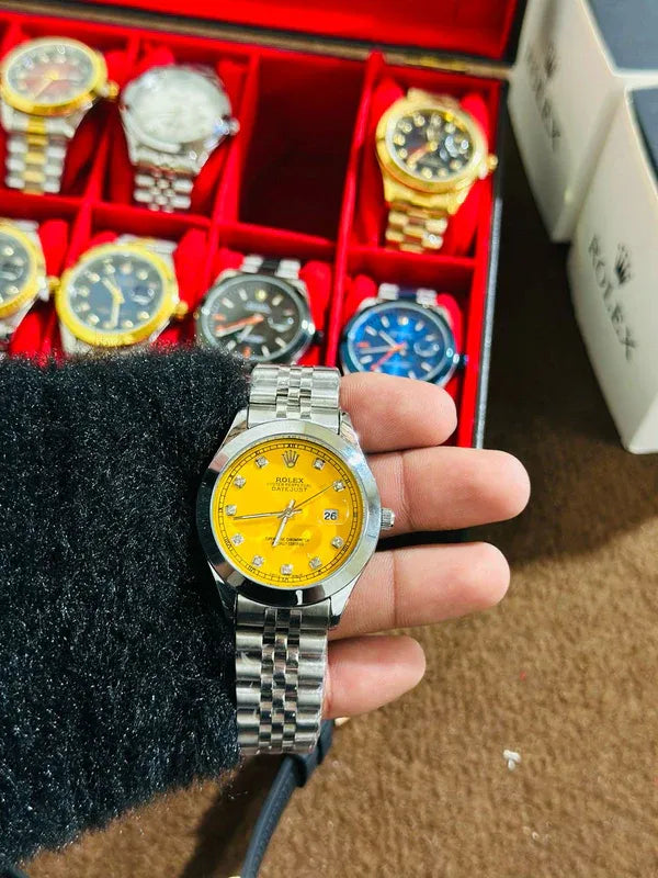 💛 Silver Jubilee Strap + Yellow Dial | Stainless Steel | ZAS Watches