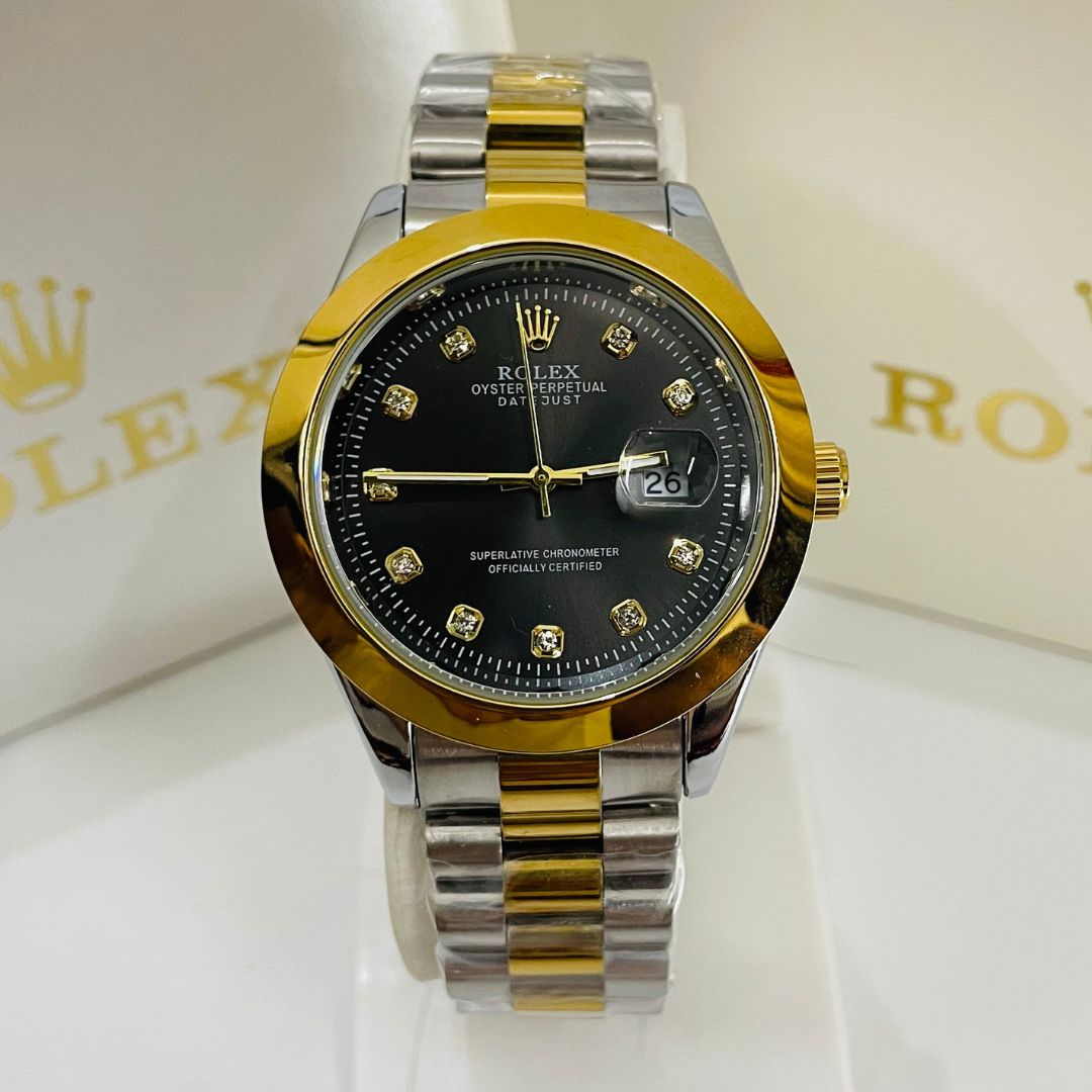 Date Just Gold Silver + Black - Rlx - Stainless Steel - 40mm