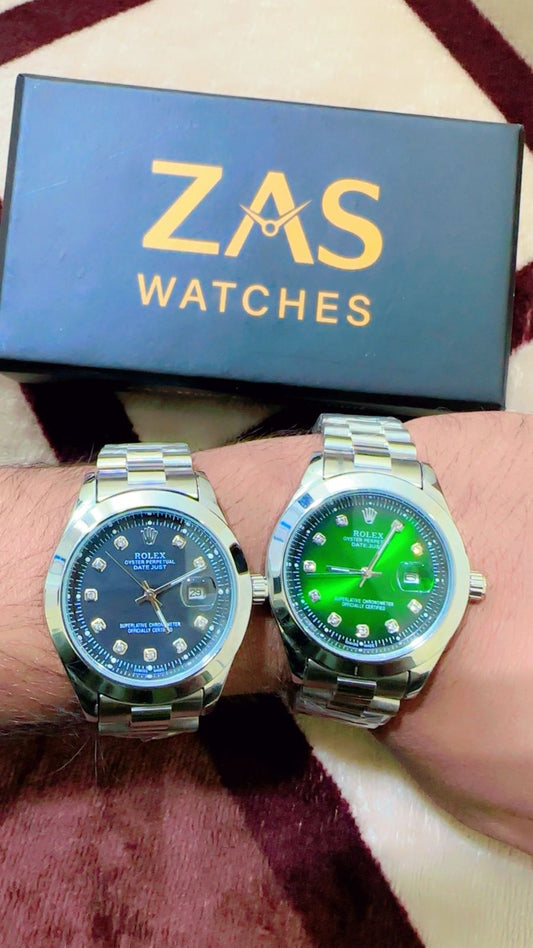 Green + Black (Combo Deal ) Pack Of 2 | Water Proof watches