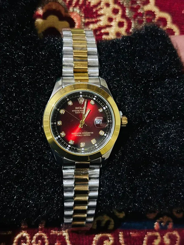 🔴 Gold & Silver + Red Dial | Waterproof | Stainless Steel | ZAS Watches