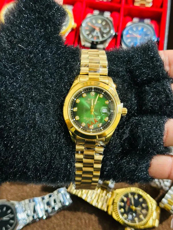 💚 Gold + Green Dial | Stainless Steel | Waterproof | ZAS Watches