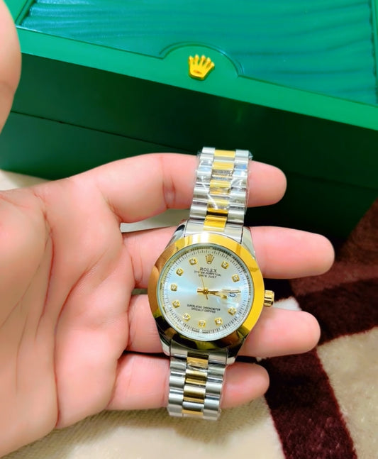 Gold & Silver + White Dial | Stainless Steel | Water Proof | ZAS Watches