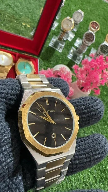 🖤 BestWin Gold & Silver + Black Dial – Waterproof | ZAS Watches