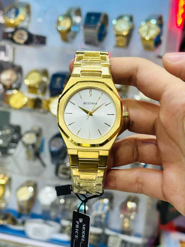 ✨ BestWin Watch – Gold + White | Waterproof | ZAS Watches