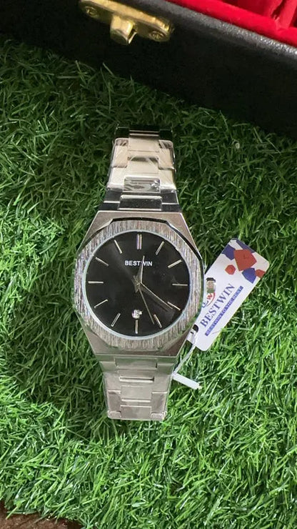 🖤 BestWin Watch – Silver + Black | Waterproof | ZAS Watches