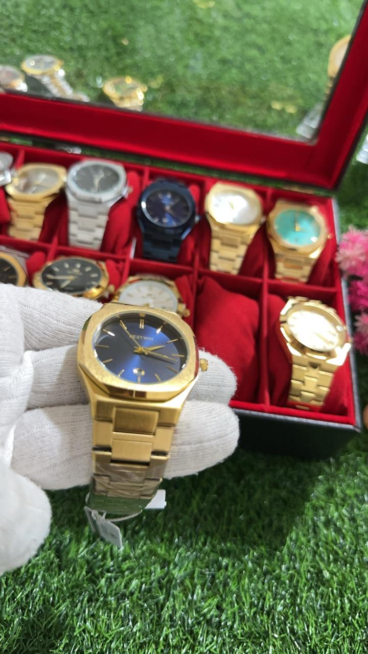 Good Quality BestWin Gold + Dark Blue | Waterproof Watch