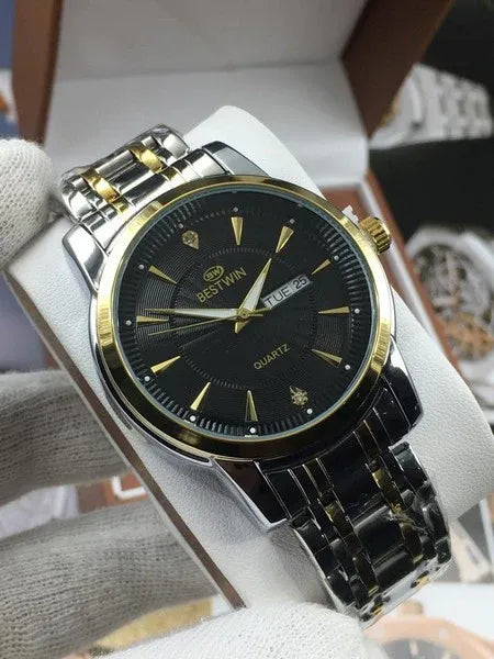 🖤 BestWin Jubilee – Gold & Silver + Black Dial | Waterproof| ZAS Watches