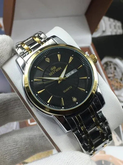 🖤 BestWin Jubilee – Gold & Silver + Black Dial | Waterproof| ZAS Watches