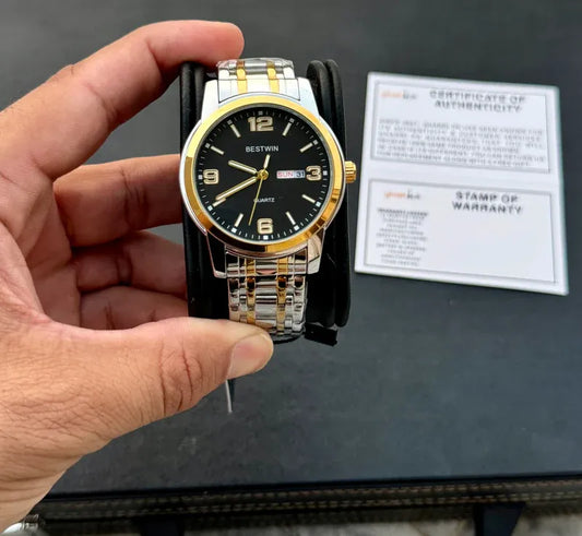 🖤 BestWin Jubilee – Gold & Silver + Black Dial | Waterproof| ZAS Watches