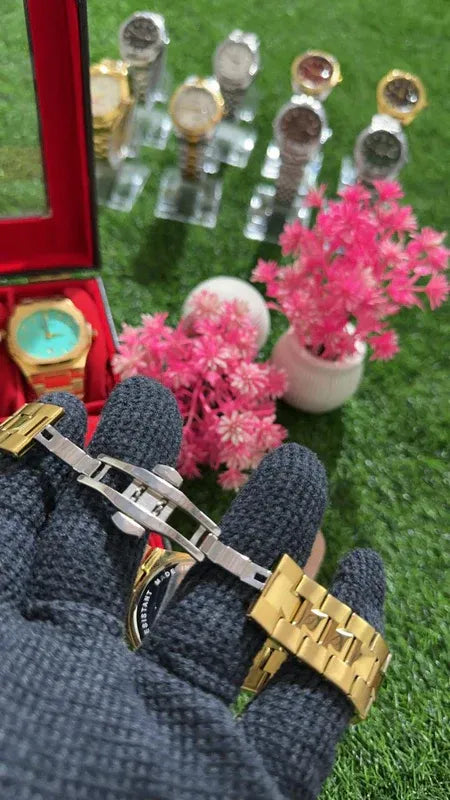🤍 Premium BestWin Watch – Gold + White| Waterproof | ZAS Watches