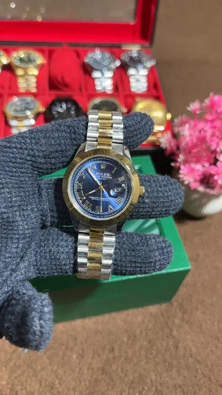 🔷 Two-Tone Blue (Roman Dial) | Stainless Steel | Waterproof | ZAS Watches