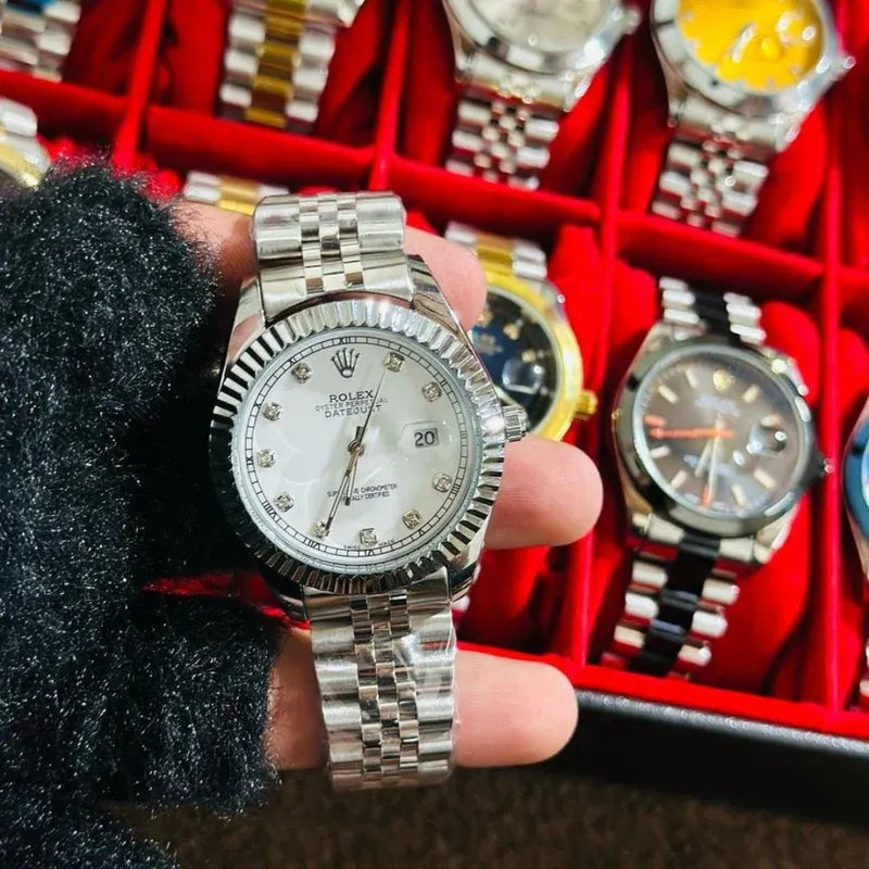 🤍Complete White Jubilee Fluted | Waterproof | Stainless Steel | ZAS Watches