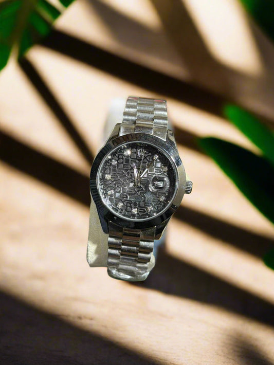 Two-tone Rolex style watch in Pakistan, outdoor jungle shoot with natural vibe

