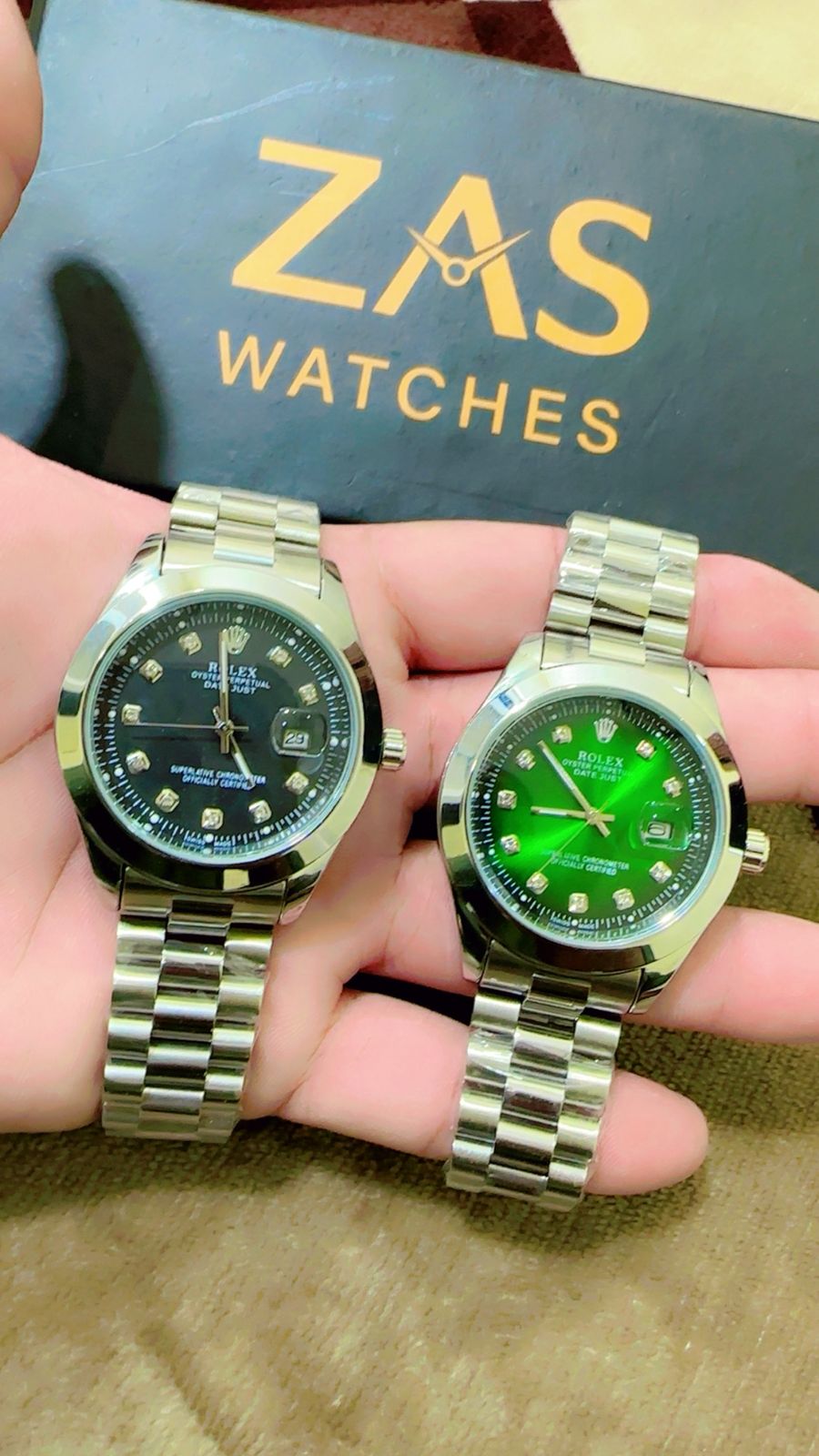 Green + Black (Combo Deal ) Pack Of 2 | Water Proof watches
