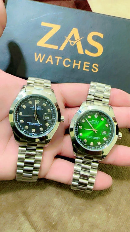 Green + Black (Combo Deal ) Pack Of 2 | Water Proof watches