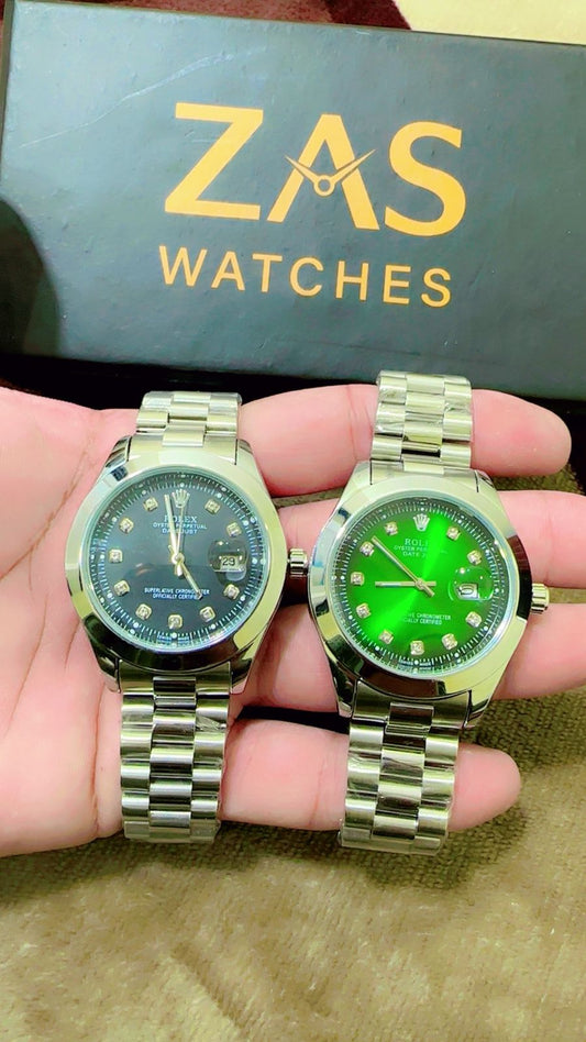 Green + Black (Combo Deal ) Pack Of 2 | Water Proof watches