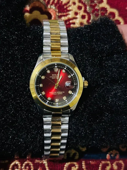 🔴 Gold & Silver + Red Dial | Waterproof | Stainless Steel | ZAS Watches